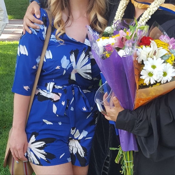 Lovely Dahlia Floral Royal Blue Romper (6) - Picture 9 of 9